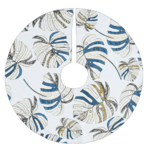 Jupon De Sapin En Polyester Brossé Feuille tropicale colorée, motif moderne.