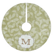 Jupon De Sapin En Polyester Brossé Feuille verte Foli floral Monogramme Arbre initial (Devant)