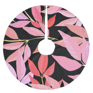 Jupon De Sapin En Polyester Brossé Feuilles botaniques, motif sans couture colorée.