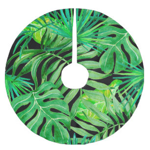 Jupon De Sapin En Polyester Brossé Feuilles d'aquarelle tropicale : Élégance transpar