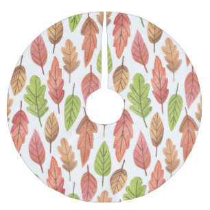 Jupon De Sapin En Polyester Brossé Feuilles d'automne Aquarelle : Motif de la nature.