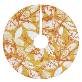 Jupon De Sapin En Polyester Brossé Feuilles d'automne : Golden Vintage Repeat