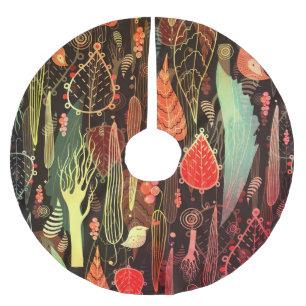 Jupon De Sapin En Polyester Brossé Feuilles d'automne : motif transparent foncé.