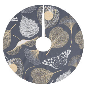 Jupon De Sapin En Polyester Brossé Feuilles de Ginkgo : Élégance florale incomparable