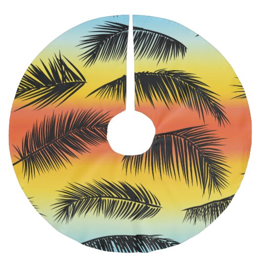 Jupon De Sapin En Polyester Brossé Feuilles de palmiers : motif sans soudure. (Devant)