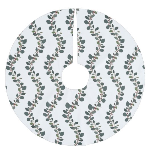 Jupon De Sapin En Polyester Brossé Feuilles et baies pulvérisent Noël (Devant)