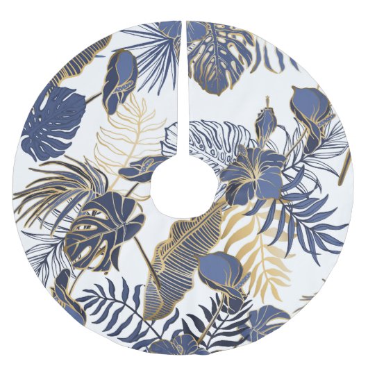 Jupon De Sapin En Polyester Brossé Feuilles tropicaux, arrière - plan sans couture da (Devant)