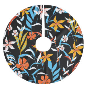 Jupon De Sapin En Polyester Brossé Feuilles tropicaux colorés : motif arrière - plan