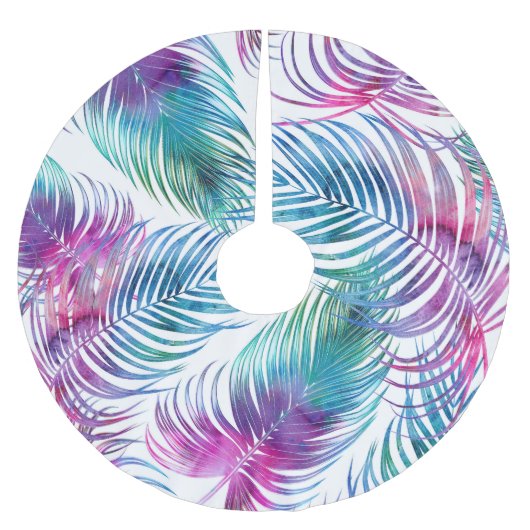 Jupon De Sapin En Polyester Brossé Feuilles tropicaux de palmiers, aquarelle motifs f (Devant)