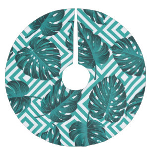 Jupon De Sapin En Polyester Brossé Feuilles tropicaux : Motif Floral sans joint.