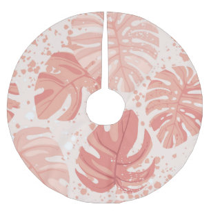 Jupon De Sapin En Polyester Brossé Feuilles tropicaux : motif vintage à main.