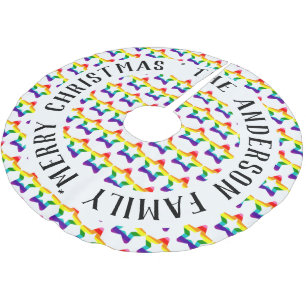 Jupon De Sapin En Polyester Brossé Fierté LGBTQ Arc-en-ciel Colorée Étoiles de Noël P