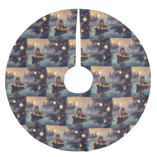 Jupon De Sapin En Polyester Brossé Finlandais Lapphund Noël Festive Voyage (Devant)