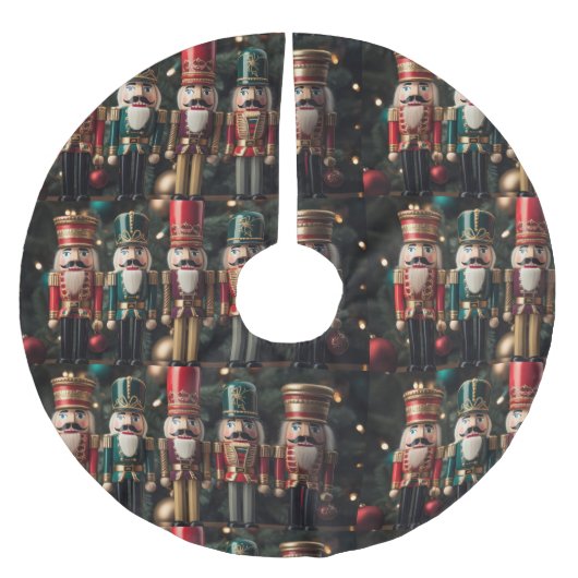 Jupon De Sapin En Polyester Brossé Five festive Christmas nutcrackers  (Devant)