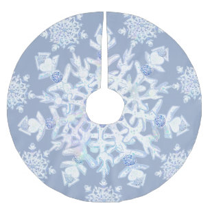 Jupon De Sapin En Polyester Brossé Flacon de neige bleu glace