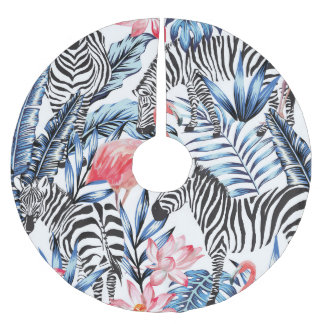 Jupon De Sapin En Polyester Brossé Flair tropical : Flamant rose Zebra Paradise