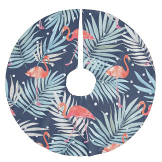 Jupon De Sapin En Polyester Brossé Flamant rose Aquarelle : Pink Tropical Elegance.