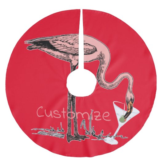 Jupon De Sapin En Polyester Brossé Flamant rose Boire Martini Thunder_Cove (Devant)