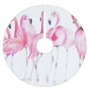 Jupon De Sapin En Polyester Brossé Flamant rose exotique : aquarelle d'été Imprimer