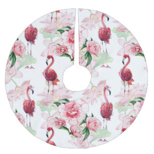 Jupon De Sapin En Polyester Brossé Flamant rose rose : Élégance Motif sans couture