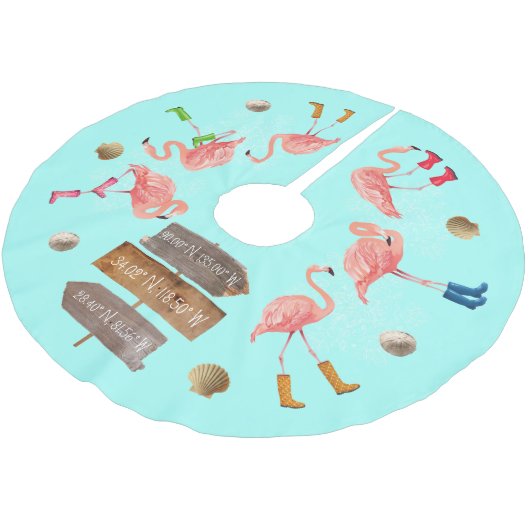 Jupon De Sapin En Polyester Brossé Flamant rose Vacances (Angle)