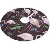 Jupon De Sapin En Polyester Brossé Flamants d'aquarelle et fleurs sauvages motif. (Angle)