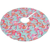 Jupon De Sapin En Polyester Brossé Flamants roses aquarelles rassemblés (Angle)