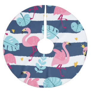 Jupon De Sapin En Polyester Brossé Flamants roses de dessin : Summer Tropical Vintage