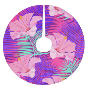 Jupon De Sapin En Polyester Brossé Flamants roses exotiques : Vintage rose tropical.