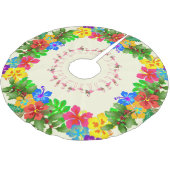 Jupon De Sapin En Polyester Brossé Flamants roses Hibiscus Holly Noël tropical (Angle)