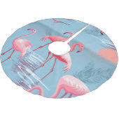 JUPON DE SAPIN EN POLYESTER BROSSÉ FLAMANTS ROSES MOTIF 1 (Angle)