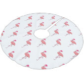 Jupon De Sapin En Polyester Brossé Flamants roses Noël Père Noël Motif (Angle)