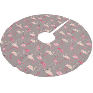 Jupon De Sapin En Polyester Brossé Flamants roses rétro Monogramme 2