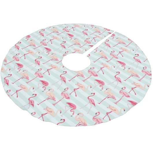 Jupon De Sapin En Polyester Brossé Flamants roses Rétro Sur Les Grilles De Monnaie (Angle)