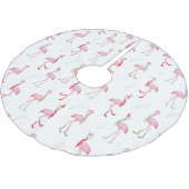 Jupon De Sapin En Polyester Brossé Flamingo Rose Mignon de Noël (Angle)