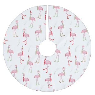 Jupon De Sapin En Polyester Brossé Flamingo Rose Mignon de Noël