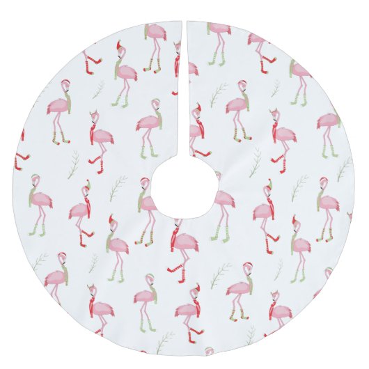 Jupon De Sapin En Polyester Brossé Flamingo Rose Mignon de Noël (Devant)