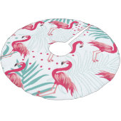 Jupon De Sapin En Polyester Brossé Flamingo tropical et feuille, motif d'été. (Angle)