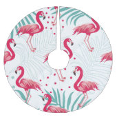 Jupon De Sapin En Polyester Brossé Flamingo tropical et feuille, motif d'été. (Devant)