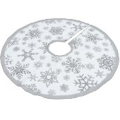 Jupon De Sapin En Polyester Brossé Flammes de neige en argent à Noël blanc (Angle)
