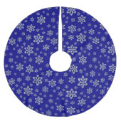 Jupon De Sapin En Polyester Brossé Flammes de neige en argent sur bleu (Devant)