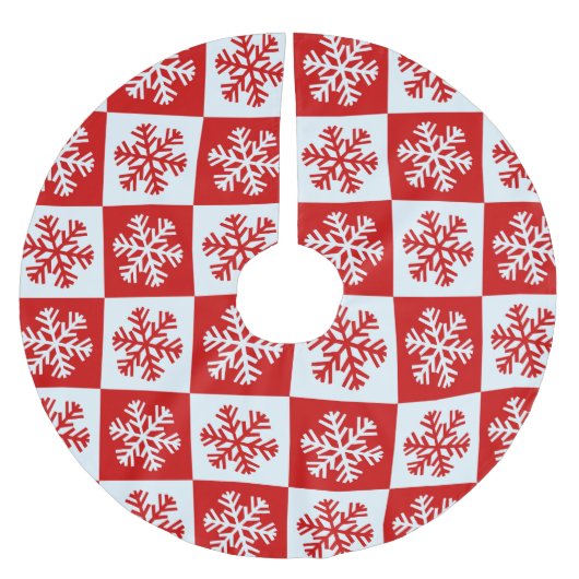 Jupon De Sapin En Polyester Brossé Flammes de neige rouges et blanches Noël Motif (Devant)