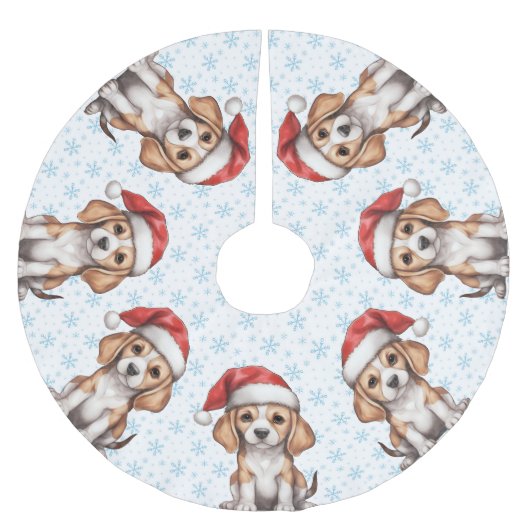 Jupon De Sapin En Polyester Brossé Fléau de neige bleu beagle (Devant)