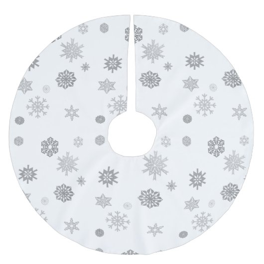 Jupon De Sapin En Polyester Brossé Flèches de neige en argent (Devant)