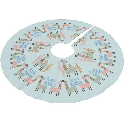 Jupon De Sapin En Polyester Brossé Fleece Navidad Llamas (Angle)