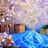 Jupon De Sapin En Polyester Brossé Fleur bleue Abstraite