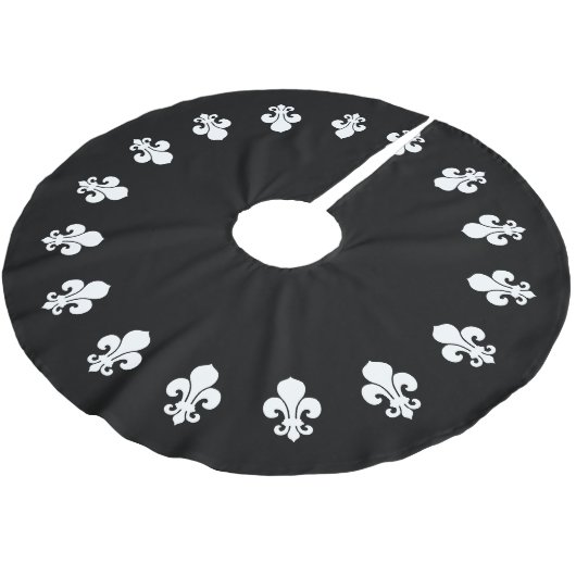 Jupon De Sapin En Polyester Brossé Fleur De Lis Noir (Angle)