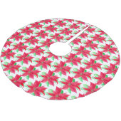 Jupon De Sapin En Polyester Brossé Fleur de Noël rouge de Poinsettia (Angle)