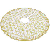 Jupon De Sapin En Polyester Brossé Fleur dorée de vie motif sur blanc (Angle)