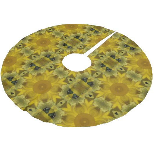 Jupon De Sapin En Polyester Brossé Fleur soleil éclate dorée (Angle)